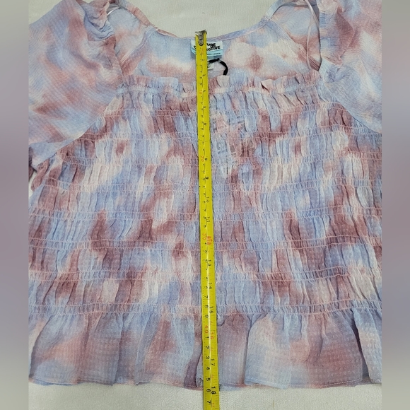 1X Purple Watercolor Long Sleeve Smocked Bodice Top by Future Collective's - Picture 9 of 16